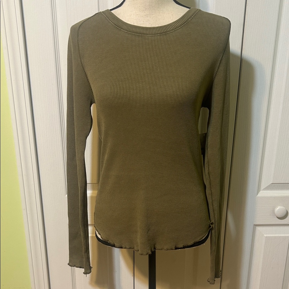 Free People Olive Green Women's Ribbed Top